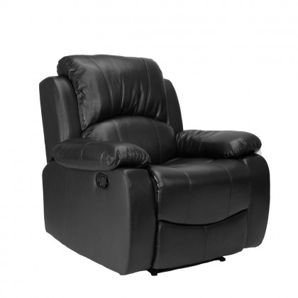 Real Leather Reclining Chair with Rock (Black)